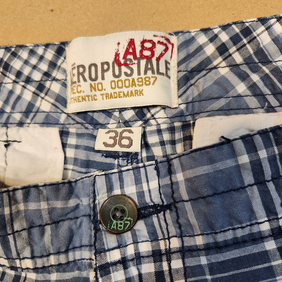 Aeropostale Other - Aeropostale Vintage $45 Sz 36 Blue Navy White Plaid 11" Inseam Y2K Board Shorts